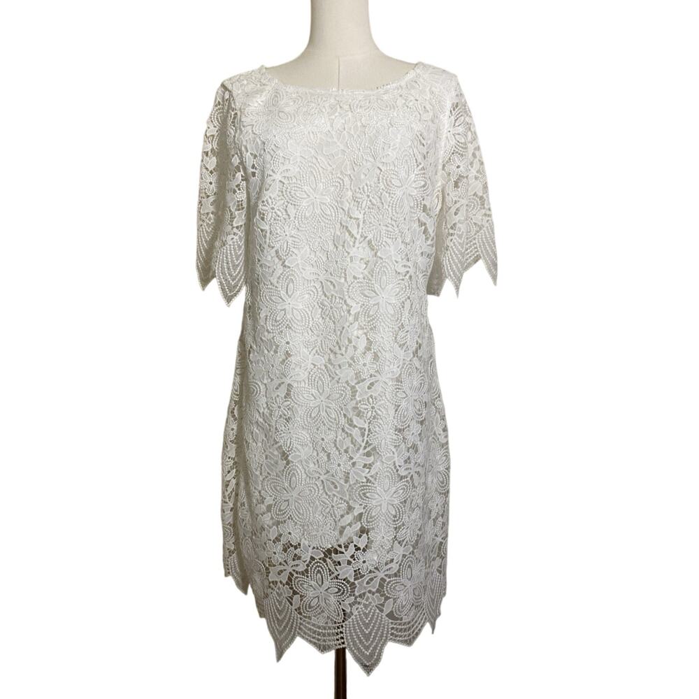 Anthropologie Charleston A-Line Dress White Lace Lined Women’s US 14